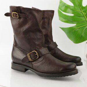 Frye Womens Veronica Boot Size 9.5 Brown Engineer Moto Slouch Buckle Bootie